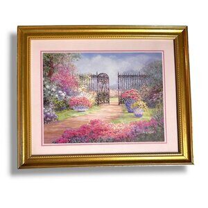 "The Open Gate" By Nora DeBolt Framed Lithograph 1992 Arthur A. Kaplan Co. Gold